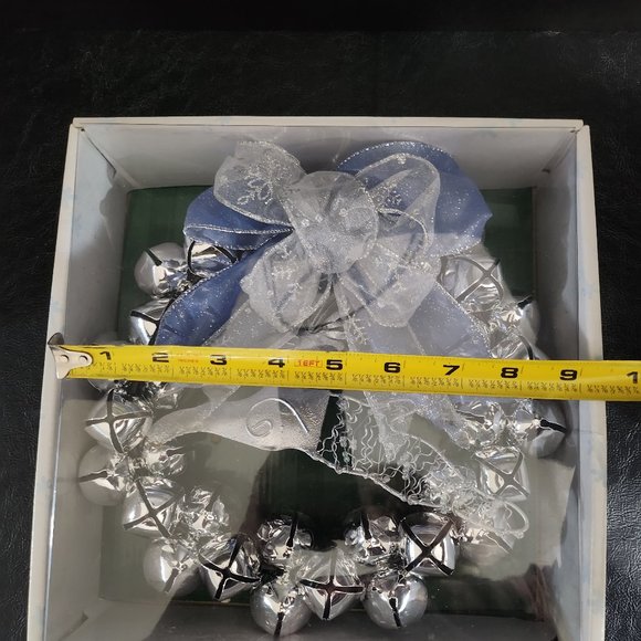 Huntington 9" Silver Jingle Bell With Silver Reindeer and Silver and Blue Bow Li - Picture 10 of 10